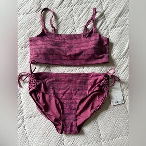 ATHLETA 2pc swim wear EUC Plum water stripe medium